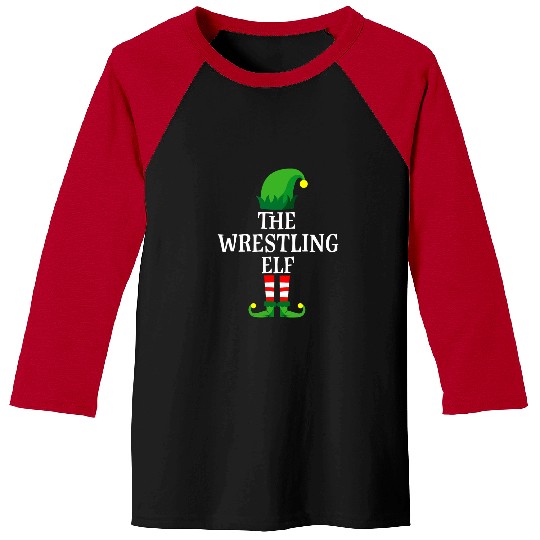 Wrestling Elf Men Apparel Funny Christmas Family Matching Baseball Tees