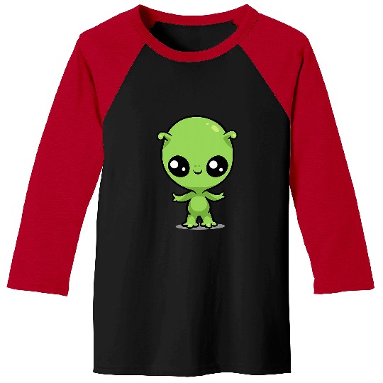 Aliens Chibi Kawaii Alien UFO Outer Space Lover 73 Baseball Tees