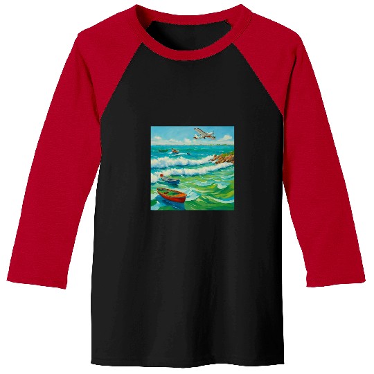 Boat Sandy Beach Sea gift for summer vacation cruise ship 1 Baseball Tees