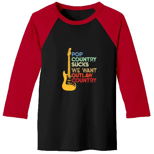 Guitarist POP Country Sucks We Want Country Outlaw Music Guitar Baseball Tees