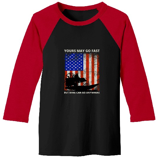 American Flag USA Airboat Fanboat Airboating Swamp boat Baseball Tees