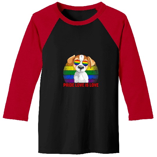 LGBT Pride Retro LGBT Pride Love Is Love Jack Russell Terrier Dog Baseball Tees