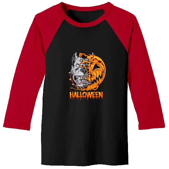 Bully Halloween Pumpkin Skeletons Scary Spooky Season 121 Pitbull Dog Baseball Tees