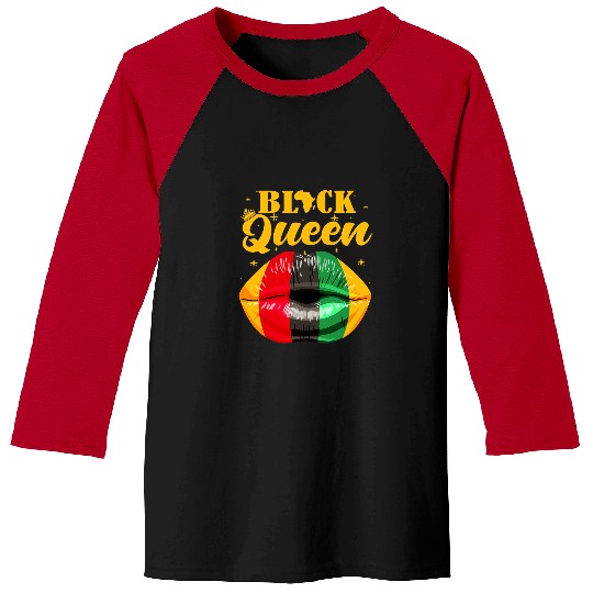 Black Queen Melanin Lips Africa Flag Pride BHM Black Women Baseball Tees