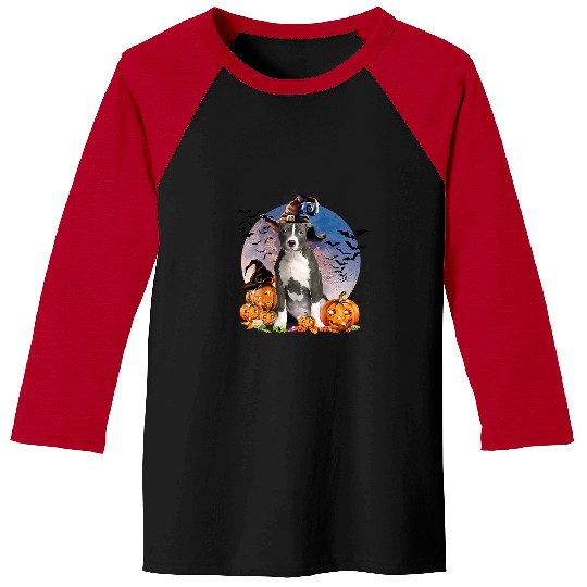 Bully Dog Halloween Pitbull Jack O Lantern Pumpkin Moon 67 Pitbull Dog Baseball Tees