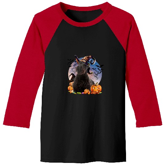 Dog Scottish Terrier Halloween Scottish Terrier Jack O Lantern Pumpkin Moon 48 Baseball Tees