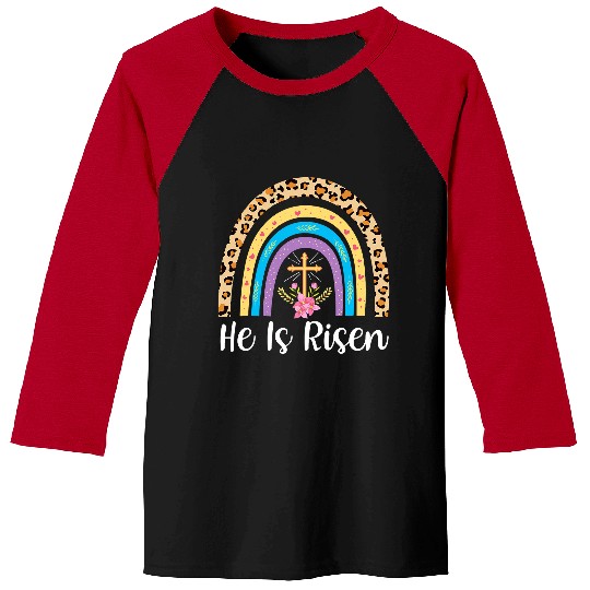 Christian He Is Risen Rainbow Christian Happy Easter Jesus315 Christ Baseball Tees