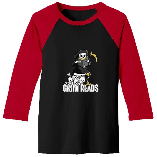 Funny Grim Reaper Dark Humor Book Lover Literature Baseball Tees