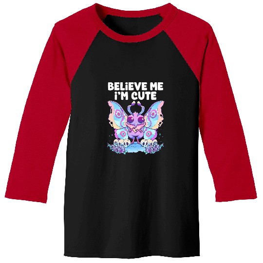 Believe Me Im Cute Pastel Goth Mothman Gothic Cryptid Wicca Baseball Tees
