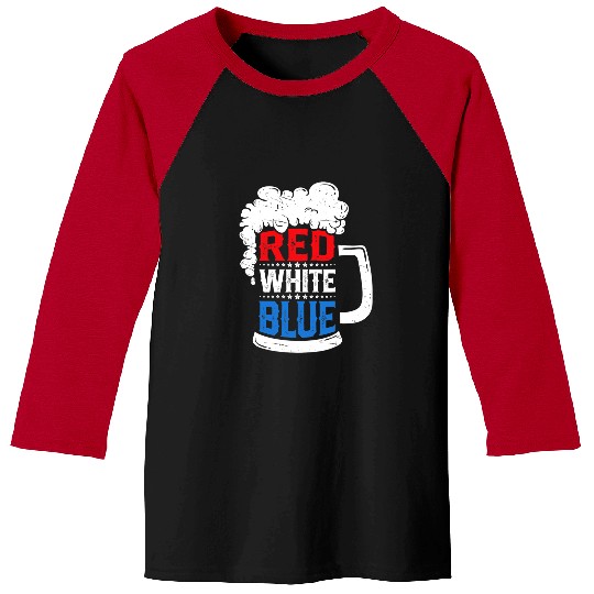 Beer Red White Blue Beer 4th Of July American Flag Men Drinking Baseball Tees