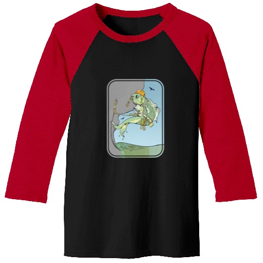 Climbing Climber Fish rock climbing Climb Baseball Tees