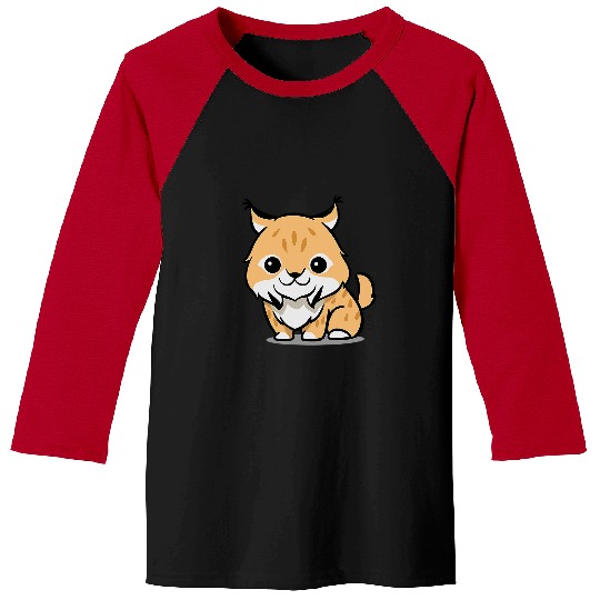 Chibi Kawaii Lynx Wildlife Bobcat Animal Lover 136 Baseball Tees