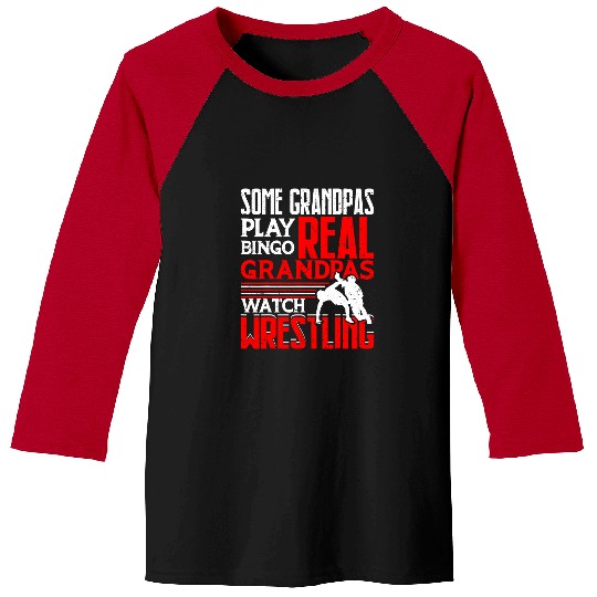 Mens Real Grandpas Watch Wrestling Wrestle Wrestler Grandad 2 Baseball Tees