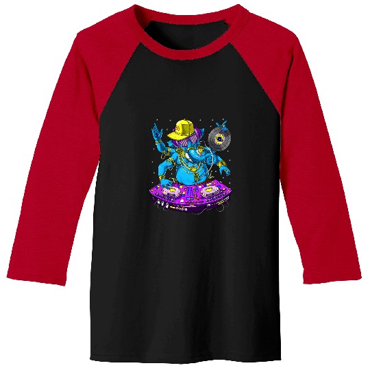 Christian Ganesha psychedelics DJ Psytrance Techno Music EDM Hindu God Christ Baseball Tees
