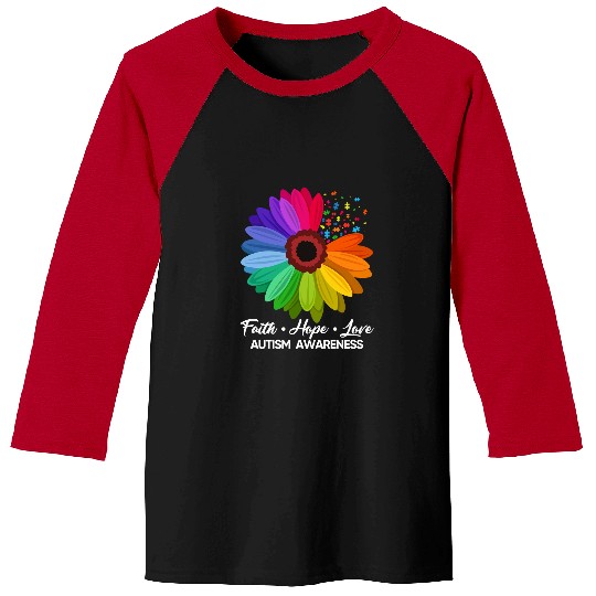 Autism Faith Hope Love Sunflower Neurodiverse Baseball Tees