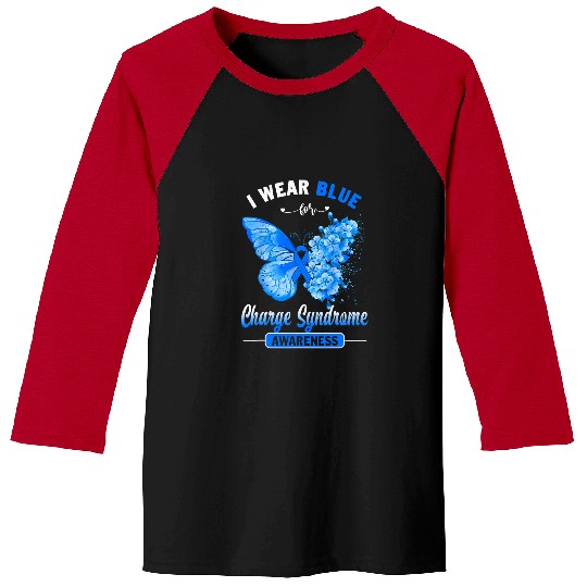 Charge Syndromes Warrior I Wear Blue For Charge Syndromes Awareness Butterfly 68 Baseball Tees