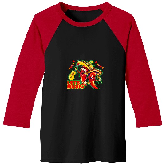 Guitarist Chilli Pepper Guitar Joint Lets Music Sombrero Cinco de mayo Guitar Baseball Tees