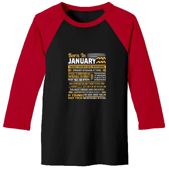 January Birthday Gifts Born In January Aquarius Baseball Tees