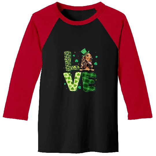 Dog Cocker Spaniel Love Cocker Spaniel Shamrock Leopard Plaid St Patricks Day Baseball Tees