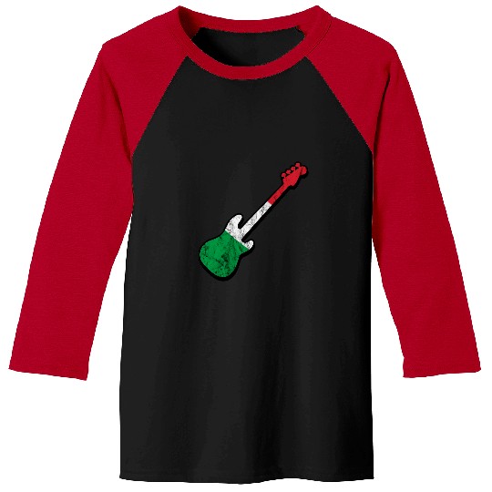 Guitarist Bassist Italian Flag Bass Guitar Italy Silhouette Guitar Baseball Tees