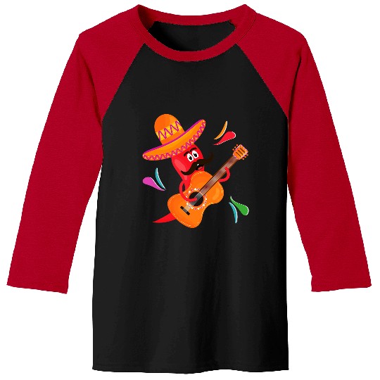 Guitarist Chili Pepper WIth Guitar Chili Today Hot Tamale Guitar Baseball Tees