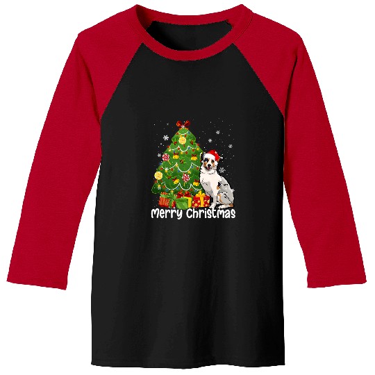 Australian Shepherd Christmas Tree Light Aussie xmass Dog 37 Baseball Tees