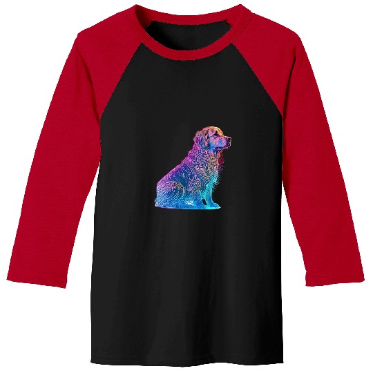 Goldie Synthwave 80s Retrowave Aesthetic Golden Retriever Dog Baseball Tees