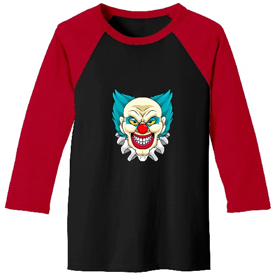 Evil Face Clown Head Halloween 3 Baseball Tees
