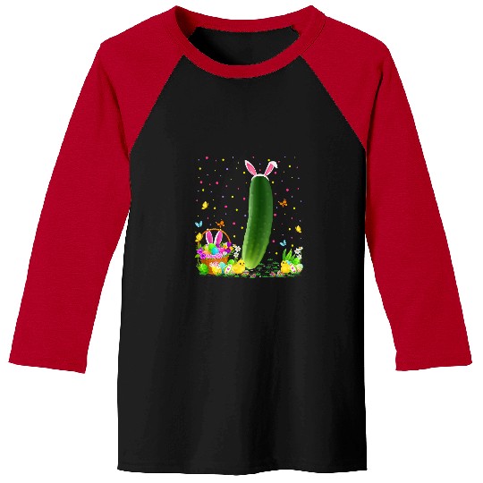 Cucumber Easter Egg Hunt Bunny Cucumber Easter Sunday Baseball Tees
