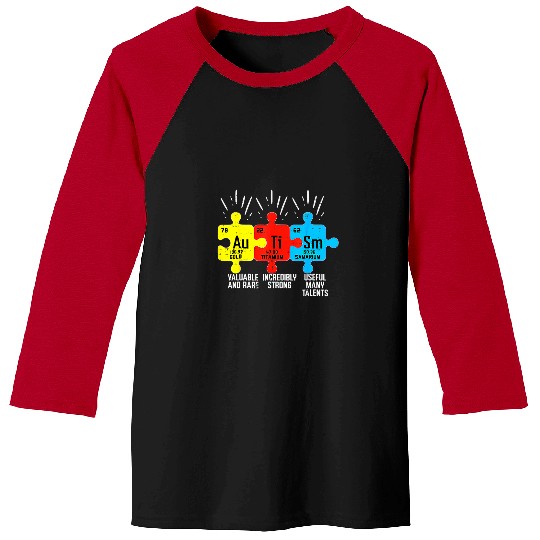 Autism Elements Periodic Table Awareness ASD Men Women Kids 3 Neurodiverse Baseball Tees