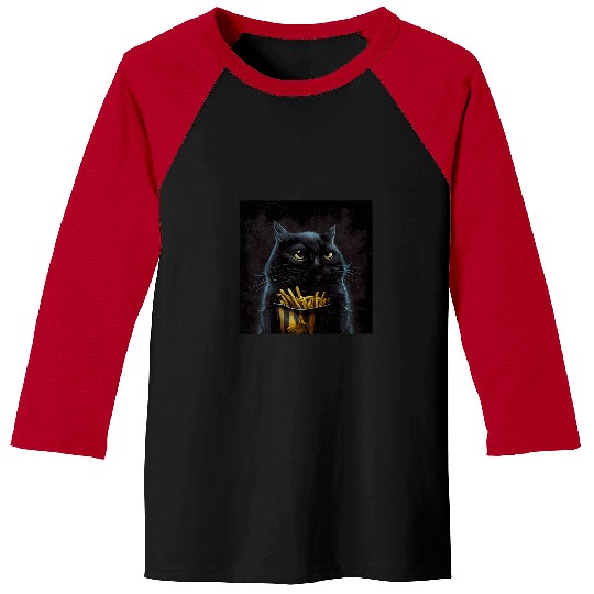black cats Cow French Fries 232 Baseball Tees
