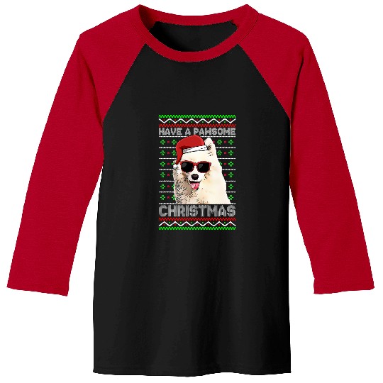 Dog Samoyed Funny Pawsome Christmas Baseball Tees