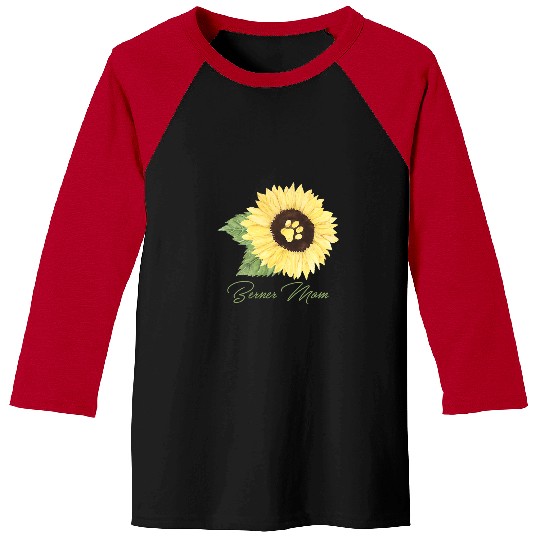 Berner Mom Bernese Mountain Mama Dog Lover Sunflower Baseball Tees
