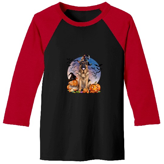 GSD Dog Halloween German Shepherd Jack O Lantern Pumpkin Moon 46 German Shepherd Dog Dog Baseball Tees