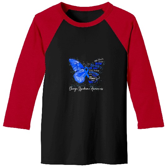 Charge Syndromes Warrior Womens Charge Syndromes Awareness Blue Ribbon Butterfly Baseball Tees