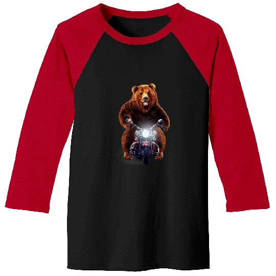 Funny Bear Biker Grizzly Bear Riding Motorcycle Cute Bears Baseball Tees