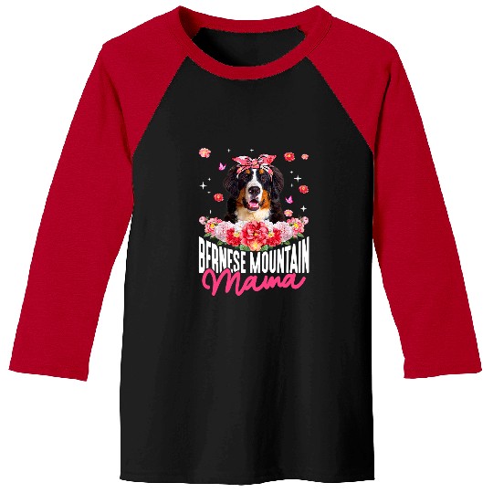 Bernese Mountain Mama Flower Bandana Dog Lover Mothers Day Baseball Tees