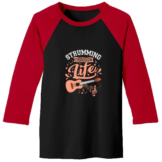 Guitarist Strumming Through Life Guitar Uke Music Teacher Ukulele 2 Guitar Baseball Tees