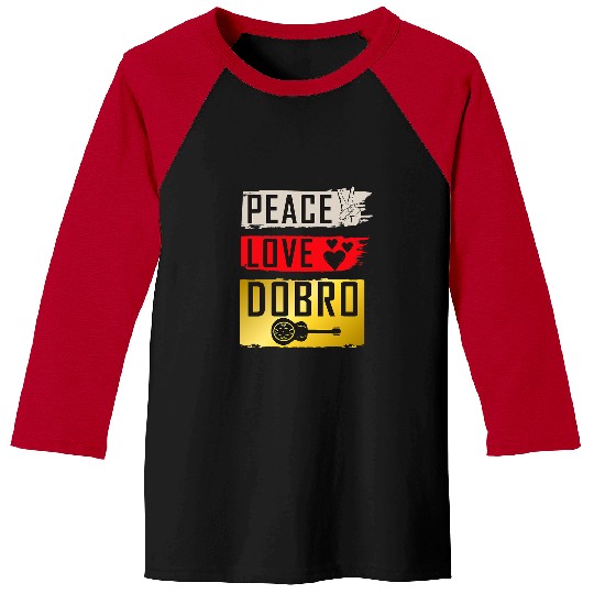 Guitarist Peace Love Dobro Guitar Instrument Dobro Music Players Guitar Baseball Tees