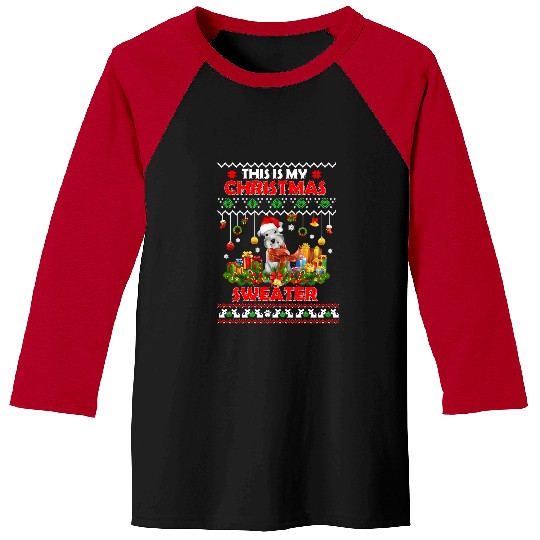 Dog Schnauzer This Is My Christmas Sweater Schnauzer Dog Ugly Merry xmass 219 paw Baseball Tees