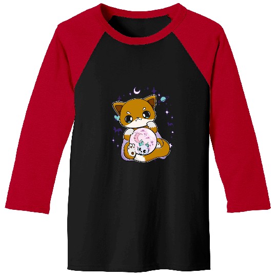 Fox Lover Cute Anime Fox With Glass Ball For Witchy Academia Baseball Tees