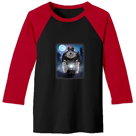 Funny Bear Biker Polar Bear Ride Motorcycle Galaxy Icy Moon Cute Bears Baseball Tees