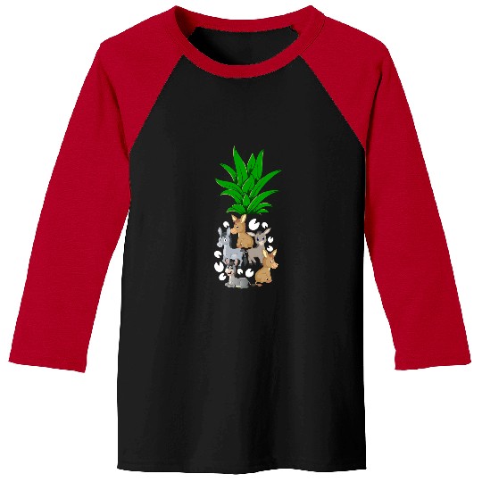 donkeys Cute pineapples Shape Funny Vegan Farm Animal Lover Baseball Tees