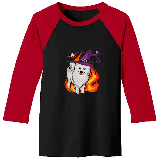 Dog Samoyed Evil Dog Witch Scary Samoyed Dog Lover Halloween Baseball Tees