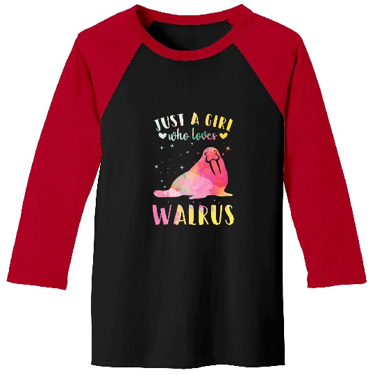 Just a Girl Who Loves Walrus Watercolor Walru Women 177 Baseball Tees