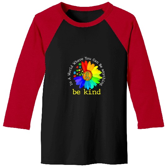 Autism Awareness Be Kind Kindness Ribbon Sunflower Puzzle Neurodiverse Baseball Tees