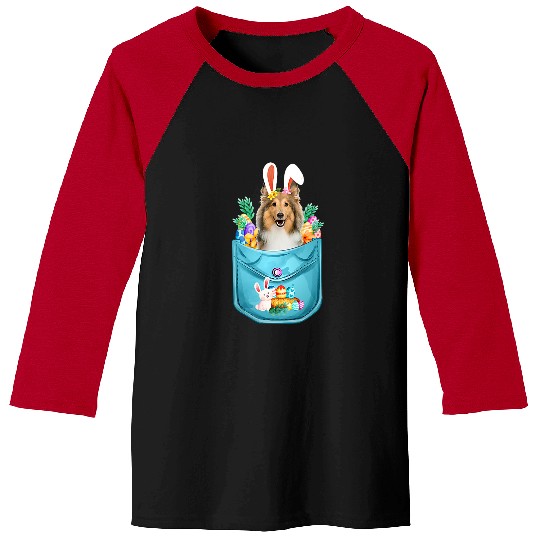 Dog Shetland Bunny Shetland Sheepdog In Pocket Easter Day Eggs Bunny Dog Baseball Tees