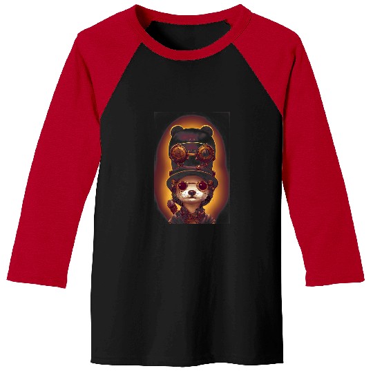 Otters Friendly Smiling Adorable Steampunk Female Otter Warrior Baseball Tees