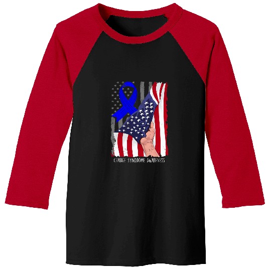 Charge Syndromes Warrior Awareness American Flag Blue Ribbon Baseball Tees