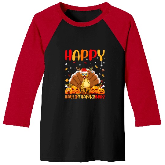 Funny Hyena Animal Lover Happy Hyena HelloThanksMas Baseball Tees